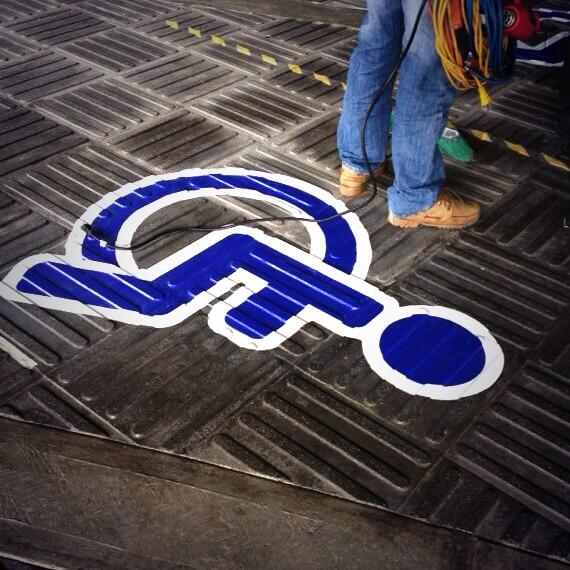 Streetrap Floor Graphic in an industrial setting Streetrap Floor Graphic